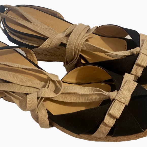 Colin Stuart Women’s Espadrilles Wedge Shoes 10B Tan Black - Picture 4 of 9